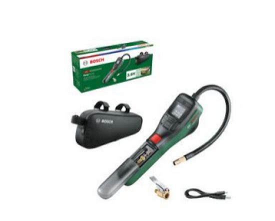 Bosch elektrische Fahrradpumpe/Luftpumpe/Mini Kompressor EasyPump (3,0 Ah Akku; 3,6 Volt; Autostop-Funktion; 150 PSI; 10,3 bar; LED; USB-C; 3x Adapter; Schnellanschlussstecker; Fahrradtasche)